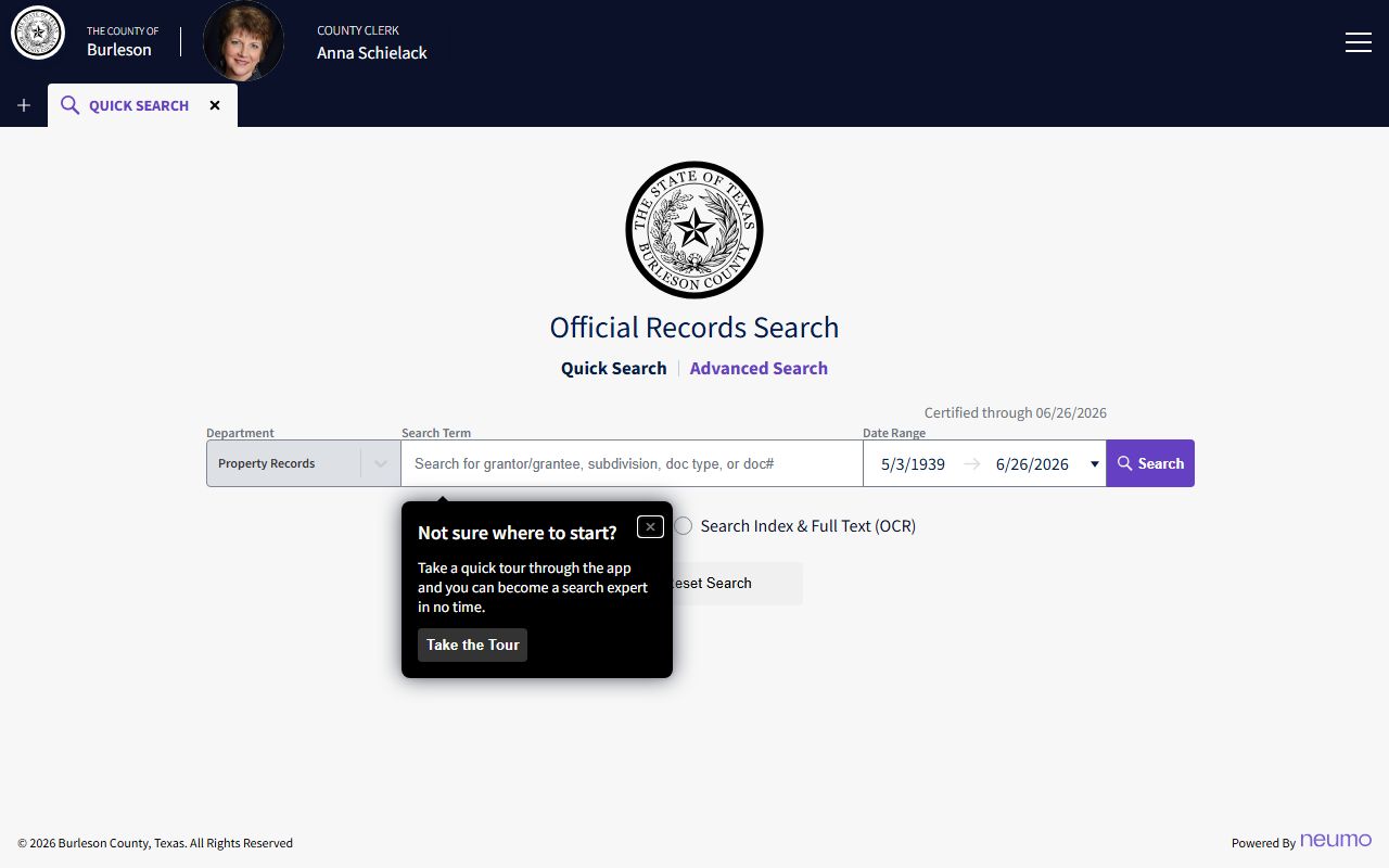 Burleson County court records public-record search portal